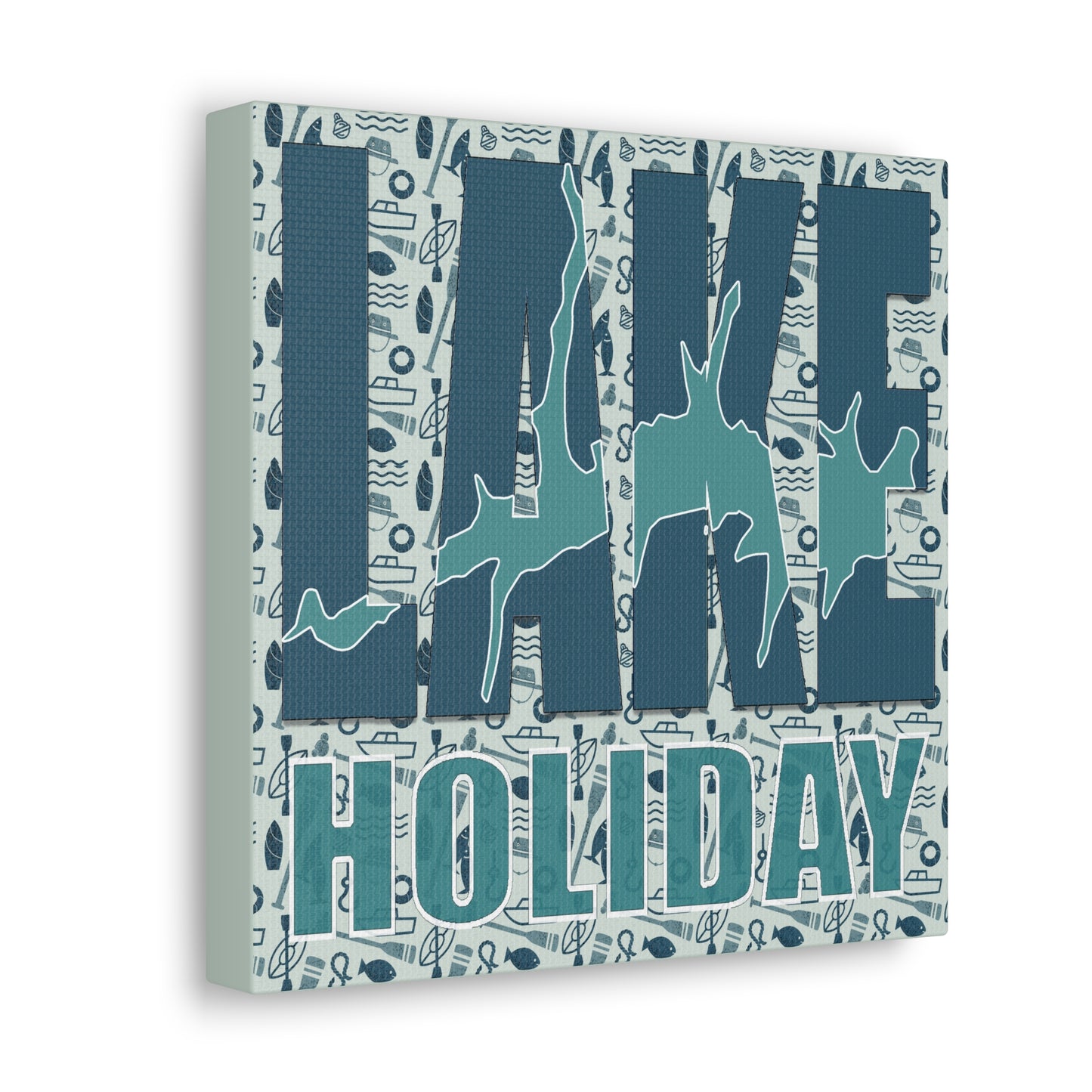 Canvas Gallery Wraps 10x10 Lake Holiday Map Pattern