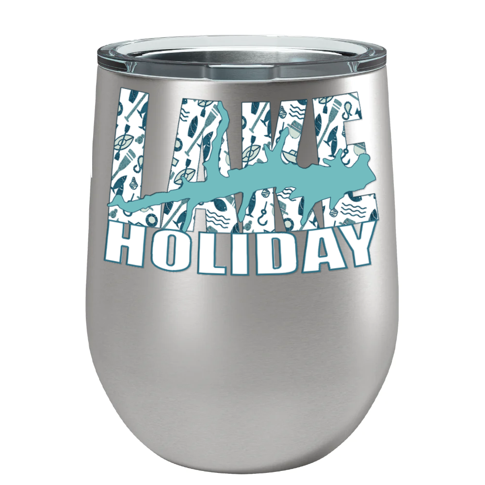 12 oz Wine Tumblers Lake Holiday Patterned Design