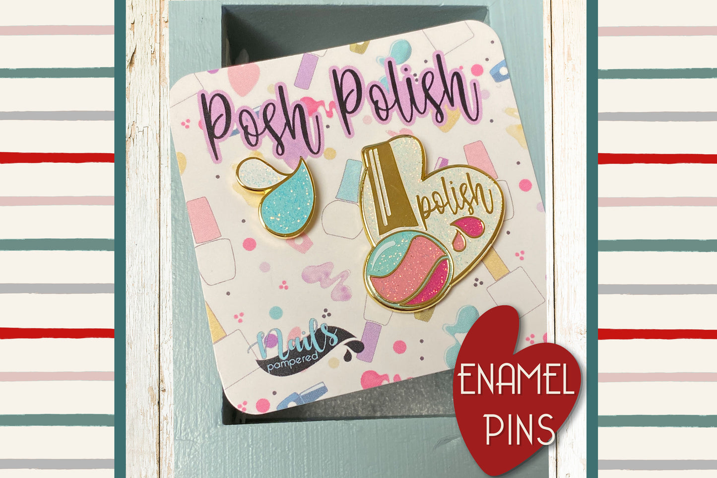 Enamel Pins - Glitter Posh Polished Collection - Set of 2