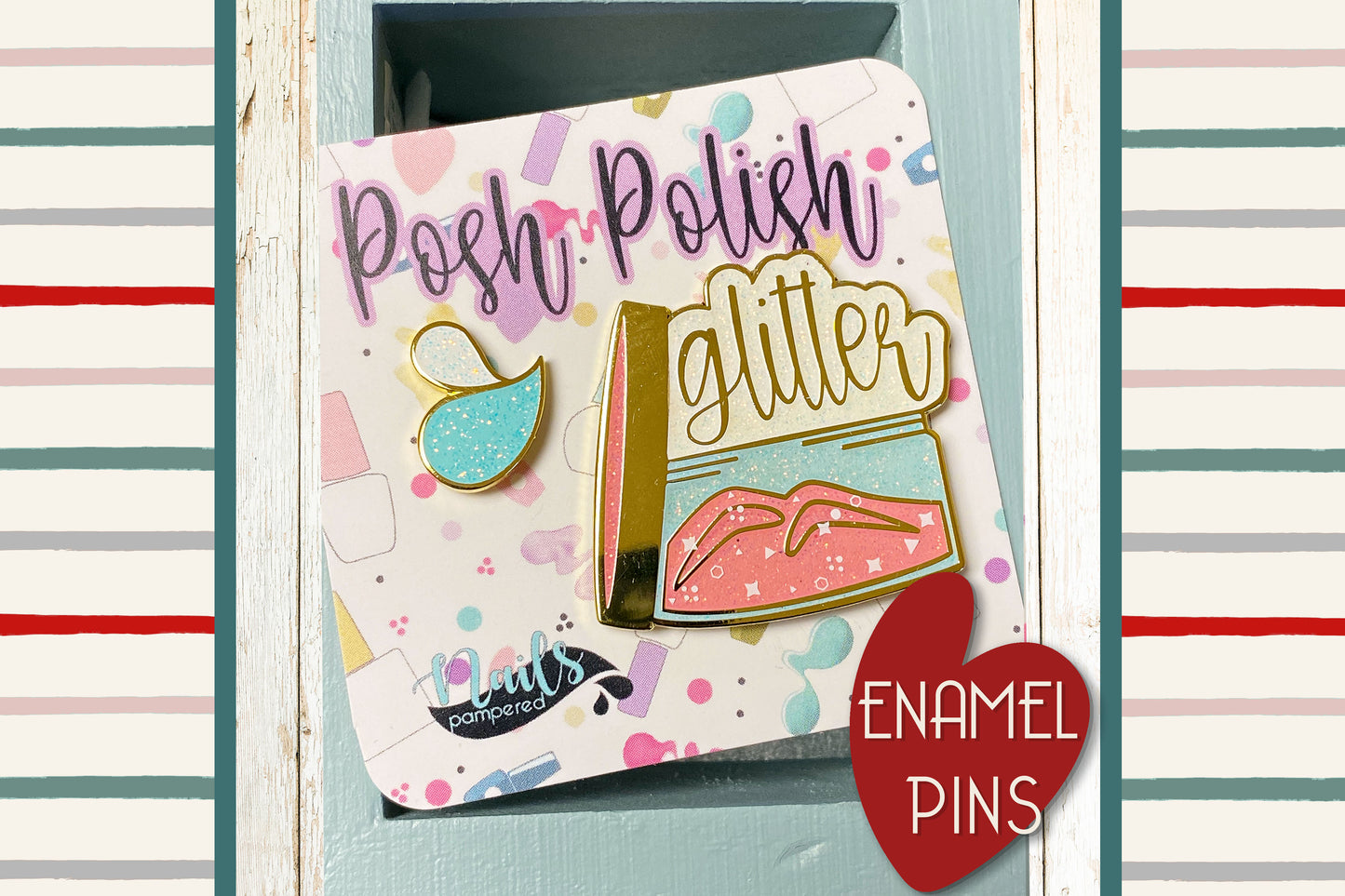 Enamel Pins - Glitter Posh Polished Collection - Set of 2