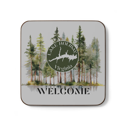 Lake Holiday Virginia Welcome Coaster — Woodland Pine Cabin Drink Coaster